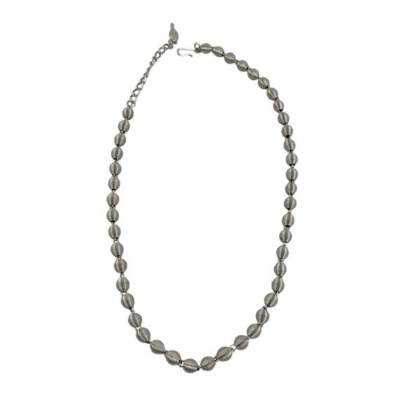Sarah Coventry Silverspin Choker Necklace 1976 Round Modernist Ribbed Bead Vtg - Picture 5 of 9